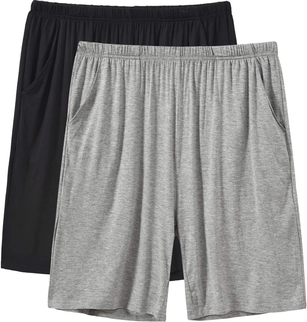 JINSHI Mens Pajama Shorts Soft Comfortable Lightweight Elastic Drawstring Men Lounge Sleep Shorts with Pockets
