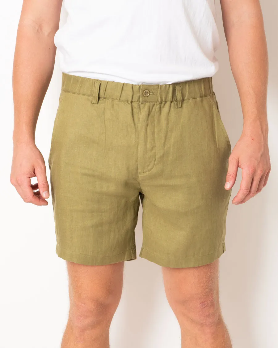 Khaki Linen Shorts