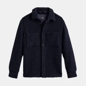 Knitted Herringbone Overshirt (Navy)