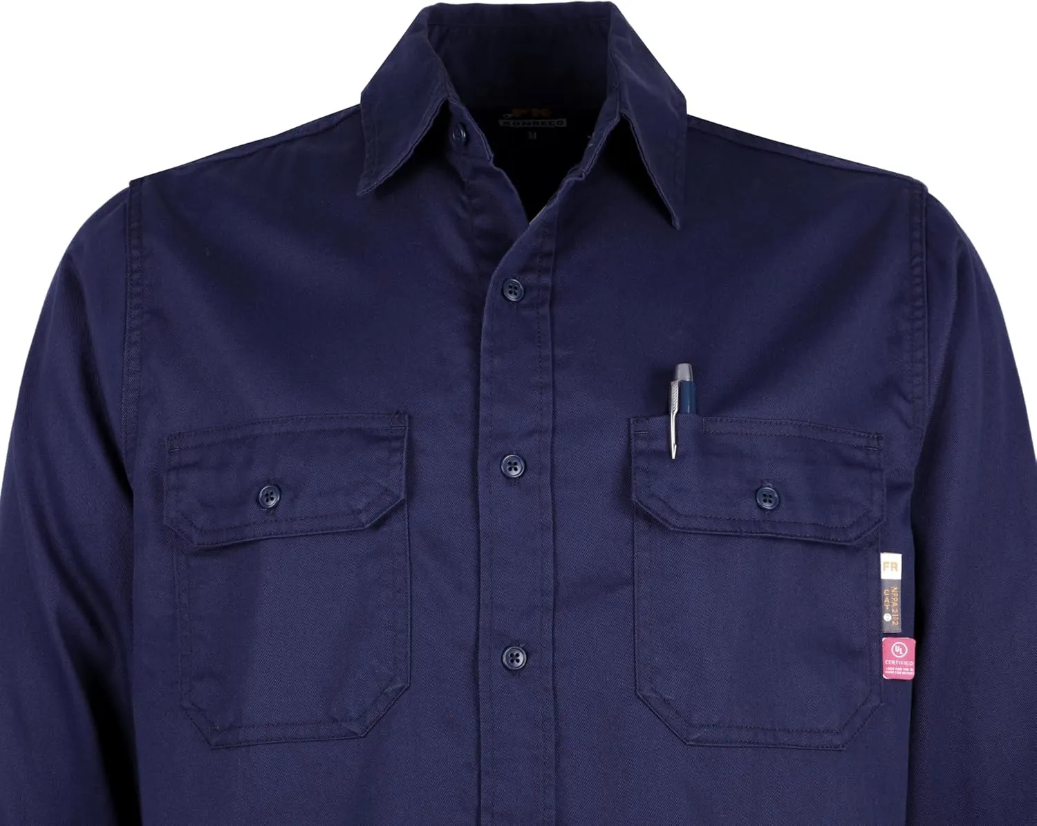 KONRECO FR Shirts for Men Fire Resistant Button Down Work Shirt 100% Cotton 6.5oz Lightweight Welding Shirts