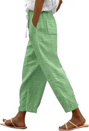 LCMTWX Wide Leg Linen Pants Woman 2025 Pants with Pockets Wide Leg Cropped Pants for Women Capri Pants 2025 Pants with