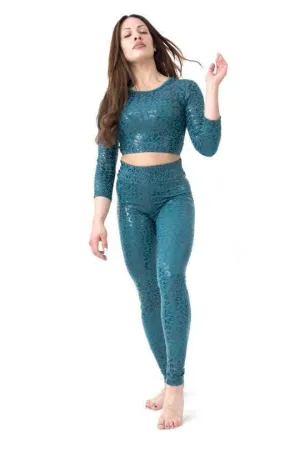 Leggings Sticky Superhero V-String Leopard Petrol - XS
