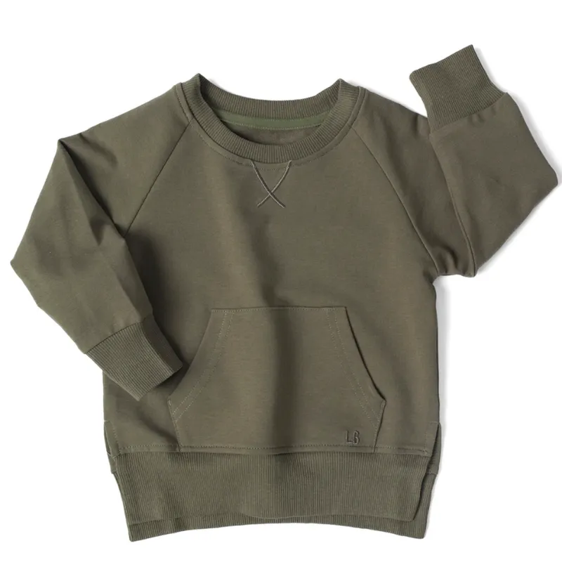 Little Bipsy - Pocket Pullover in Dark Moss