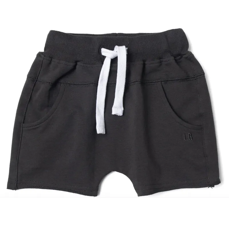Little Bipsy - Raw Edge Harem Shorts in Charcoal