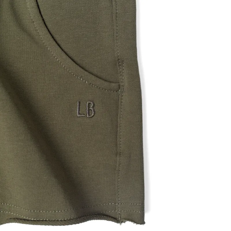 Little Bipsy - Raw Edge Harem Shorts in Dark Moss