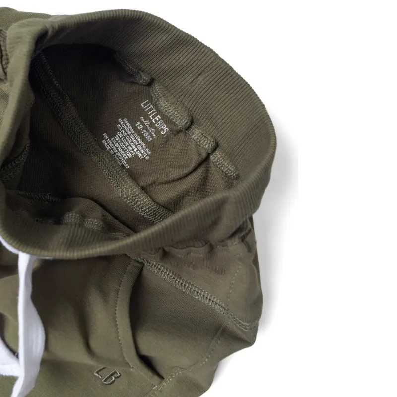 Little Bipsy - Raw Edge Harem Shorts in Dark Moss