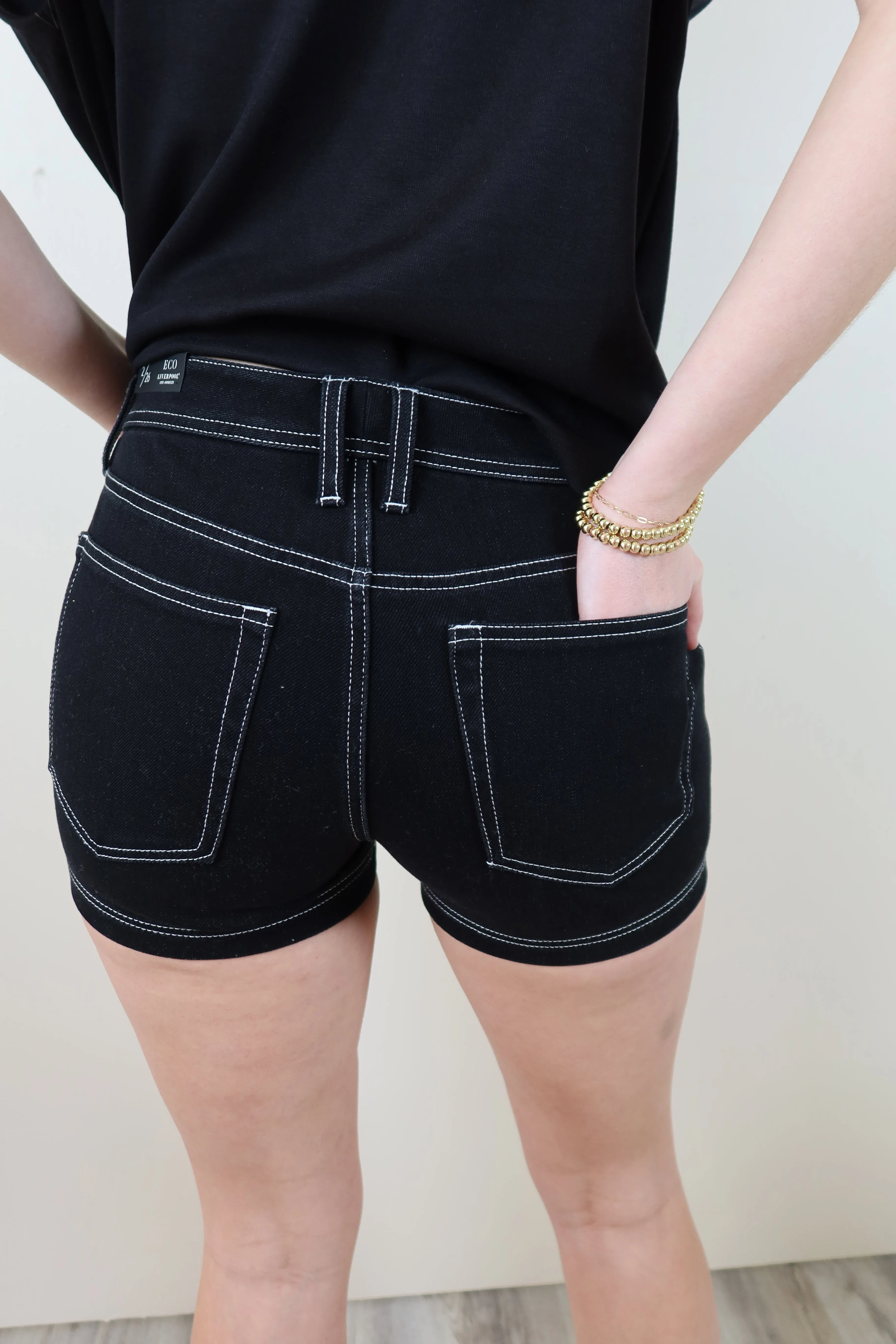 Liverpool Black Contrast Stitch Shorts