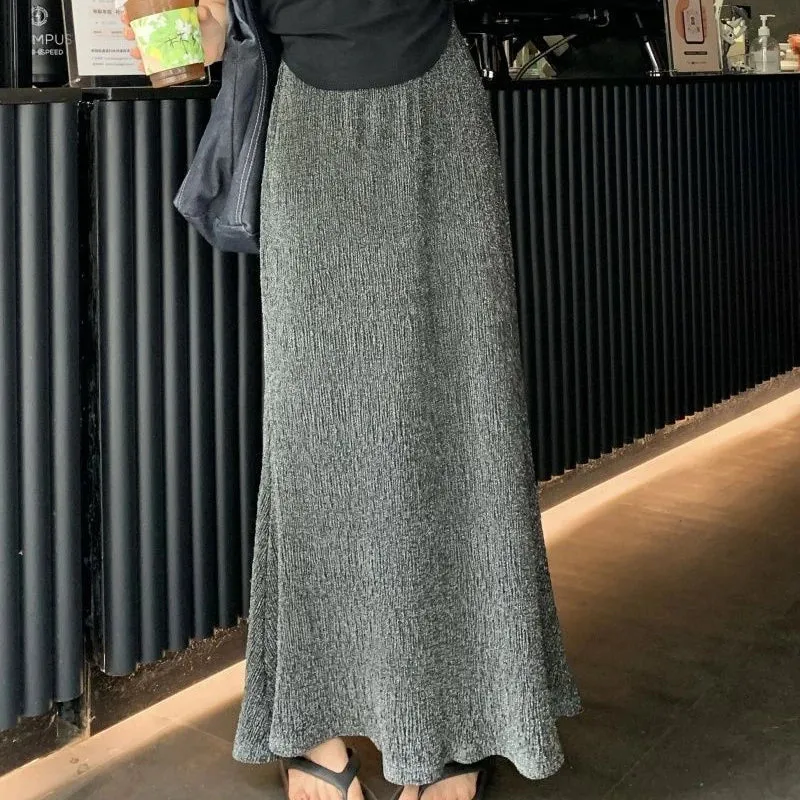 LVSANW Trumpet Skirt Women High Waist Temperament Vintage Fashion Simple Summer French Style Leisure Daily Stylish Charming Cozy Ladies