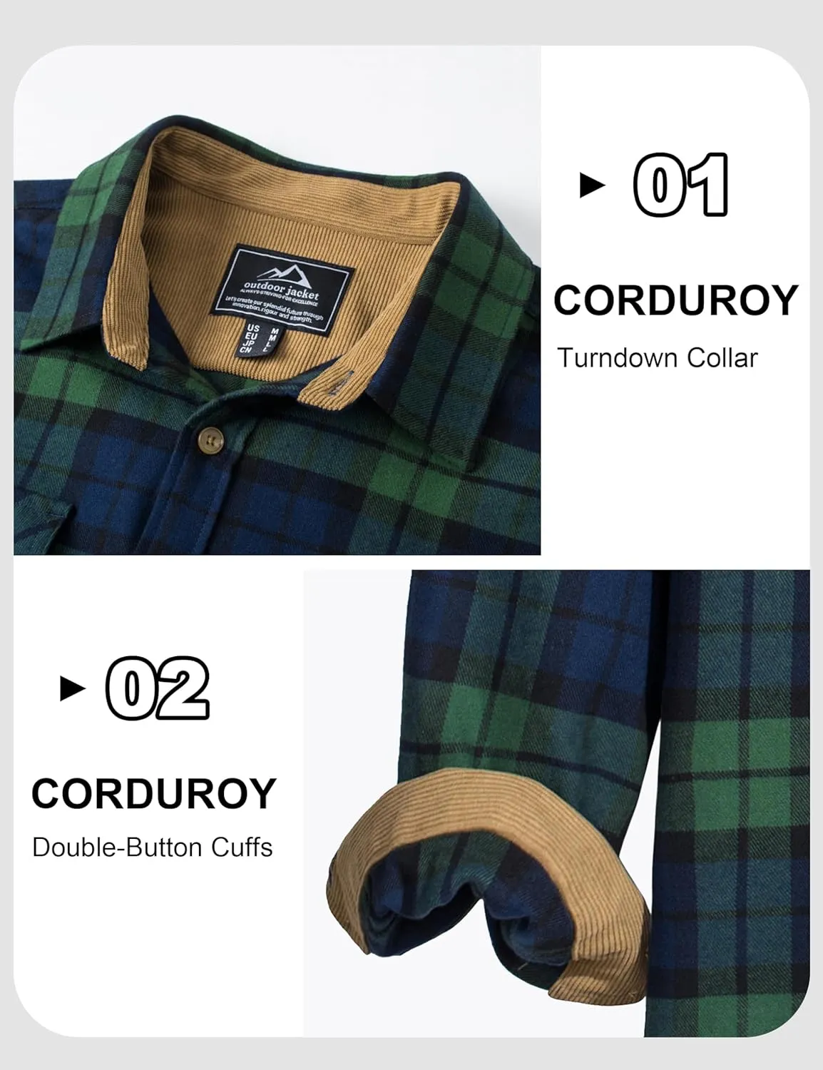 MAGCOMSEN Men's Flannel Shirts Long Sleeve Plaid Shirt Button Up Casual Shirts Lightweight Shirt Jacket with 2 Pockets