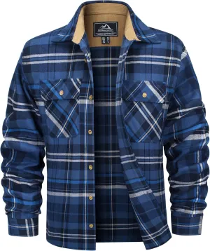 MAGCOMSEN Men's Flannel Shirts Long Sleeve Plaid Shirt Button Up Casual Shirts Lightweight Shirt Jacket with 2 Pockets