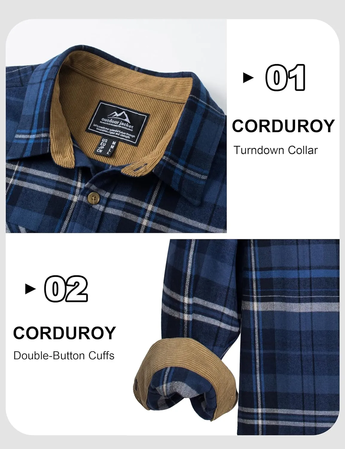 MAGCOMSEN Men's Flannel Shirts Long Sleeve Plaid Shirt Button Up Casual Shirts Lightweight Shirt Jacket with 2 Pockets