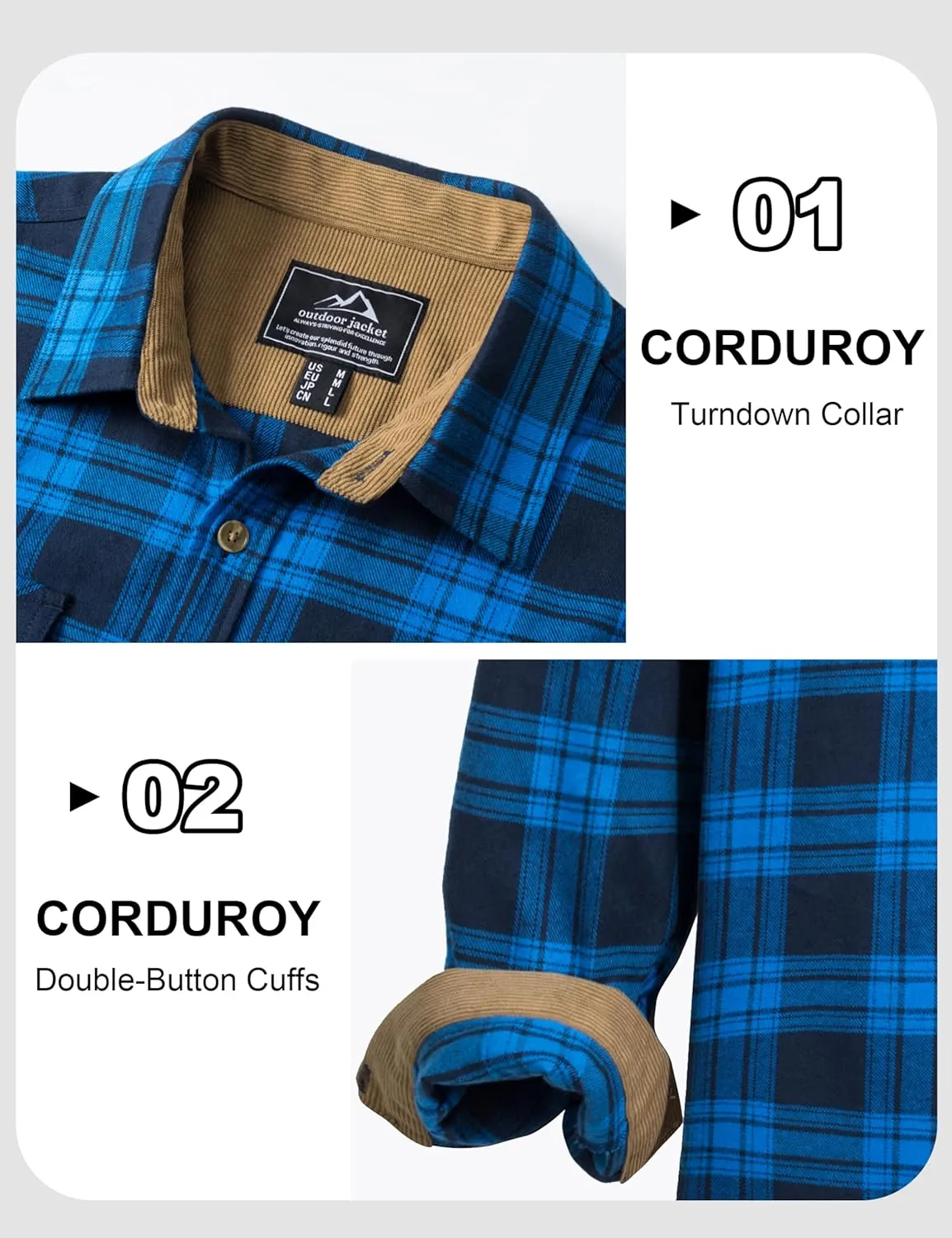 MAGCOMSEN Men's Flannel Shirts Long Sleeve Plaid Shirt Button Up Casual Shirts Lightweight Shirt Jacket with 2 Pockets