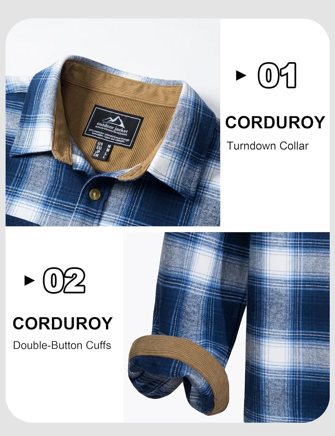 MAGCOMSEN Men's Flannel Shirts Long Sleeve Plaid Shirt Button Up Casual Shirts Lightweight Shirt Jacket with 2 Pockets