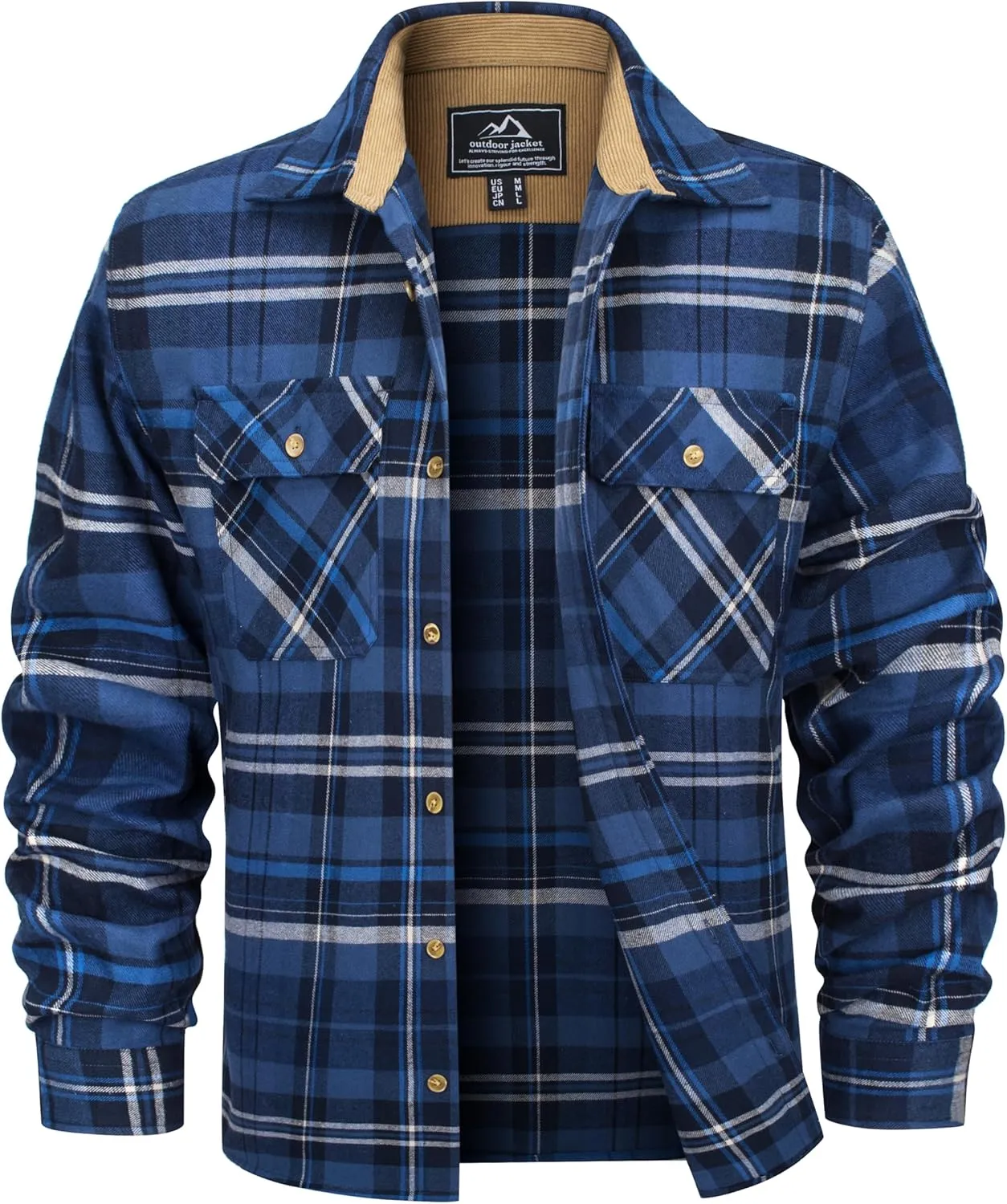 MAGCOMSEN Men's Flannel Shirts Long Sleeve Plaid Shirt Button Up Casual Shirts Lightweight Shirt Jacket with 2 Pockets