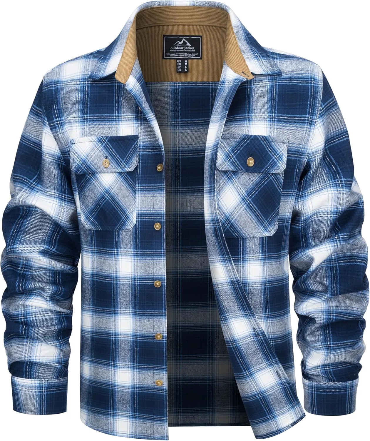 MAGCOMSEN Men's Flannel Shirts Long Sleeve Plaid Shirt Button Up Casual Shirts Lightweight Shirt Jacket with 2 Pockets