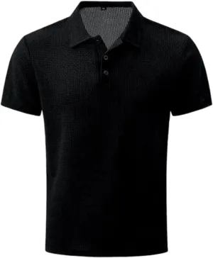 Mens Comfortable Breathable Summer Mesh V-Neck Short Sleeve Polo Shirt, Mesh Ice Silk Short-Sleeved T-Shirt for Men