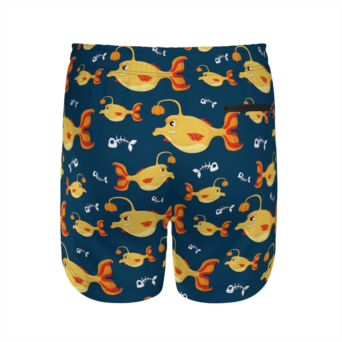 Men's Packable Compact Shorts Anglerfish Patterned Swim Trunks Lightweight Breathable Comfortable