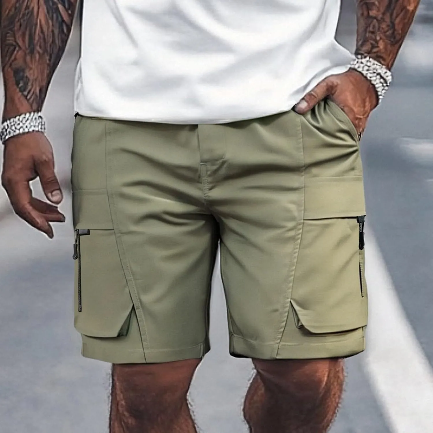 Mens Stretch Work Pants Hiking Slacks Linen Smarty Riding Elastic Waist Shorts Travel Basketball Leather Yoga Big and