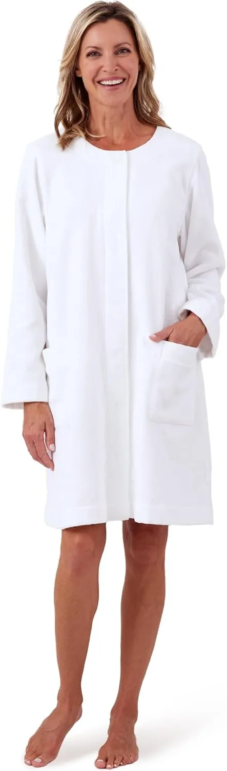 Miss Elaine Women's Terry Short Robe, Side Pockets, Comfortable Loungewear