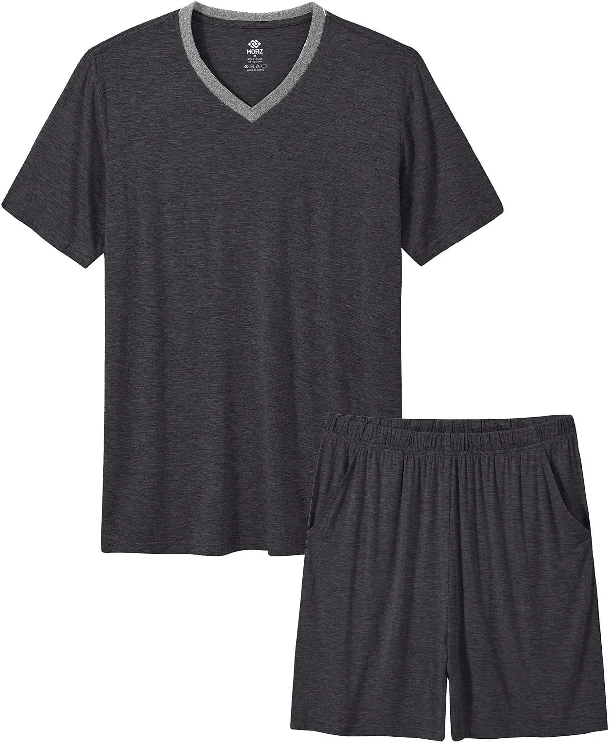 MoFiz Mens Pajamas Set Short Sleeve PJ's Sleep Lounge Sleepwear Cool Pyjama Summer Sets Comfortable Lightweight