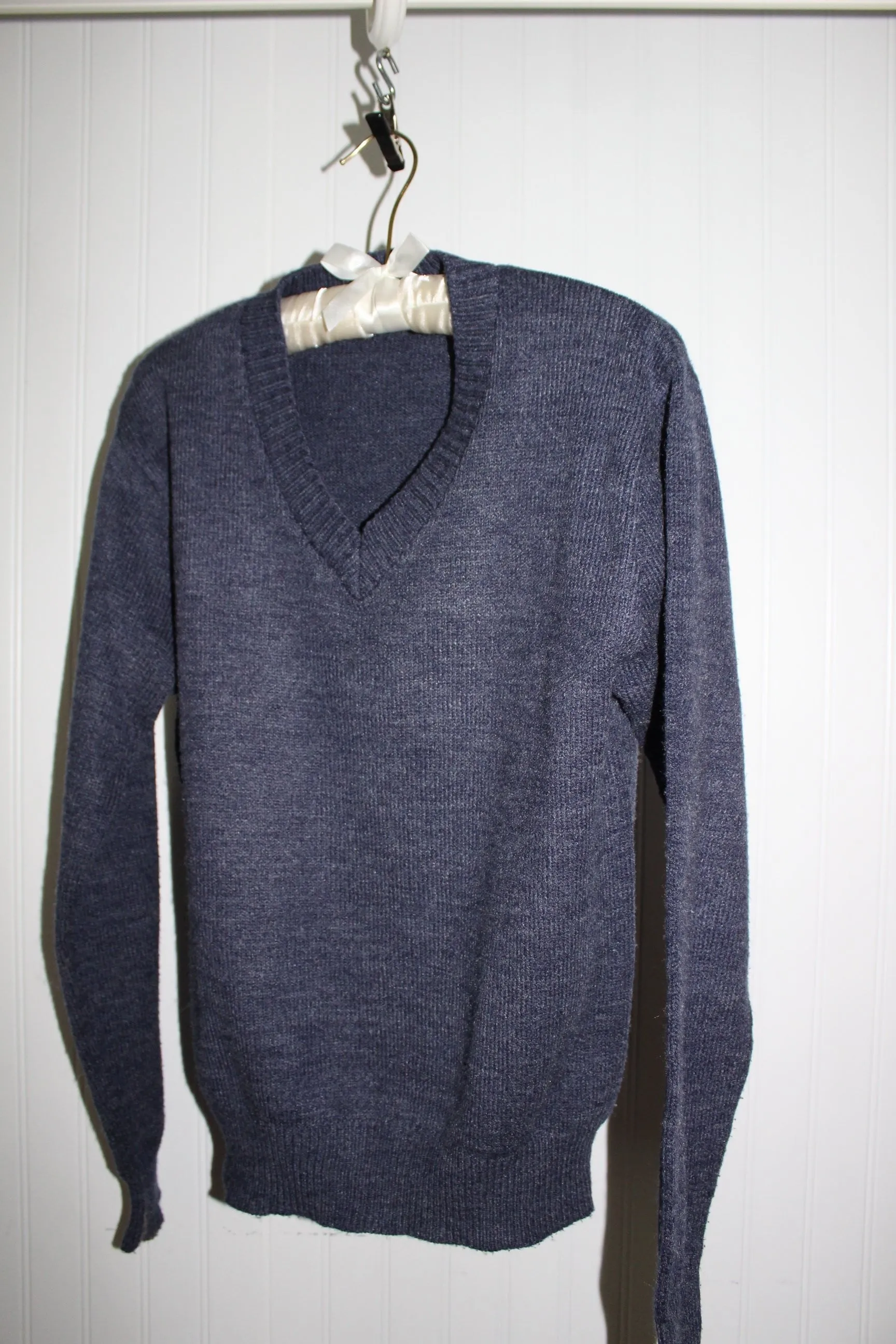 Munsingwear Wool Sweater Denim Blue Pullover Men Medium USA