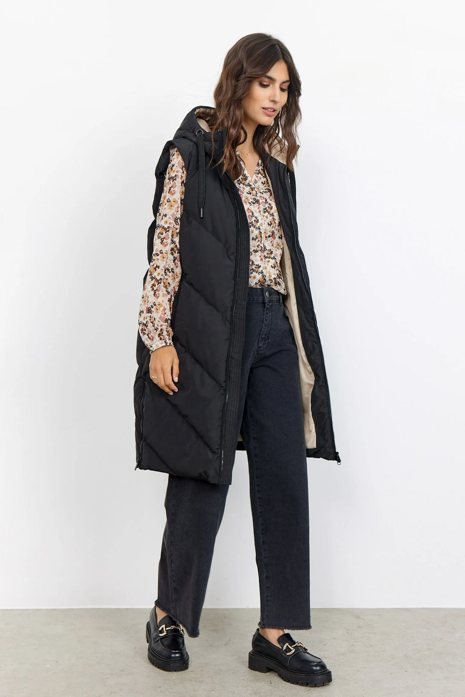 Nina Longline Gilet - Black