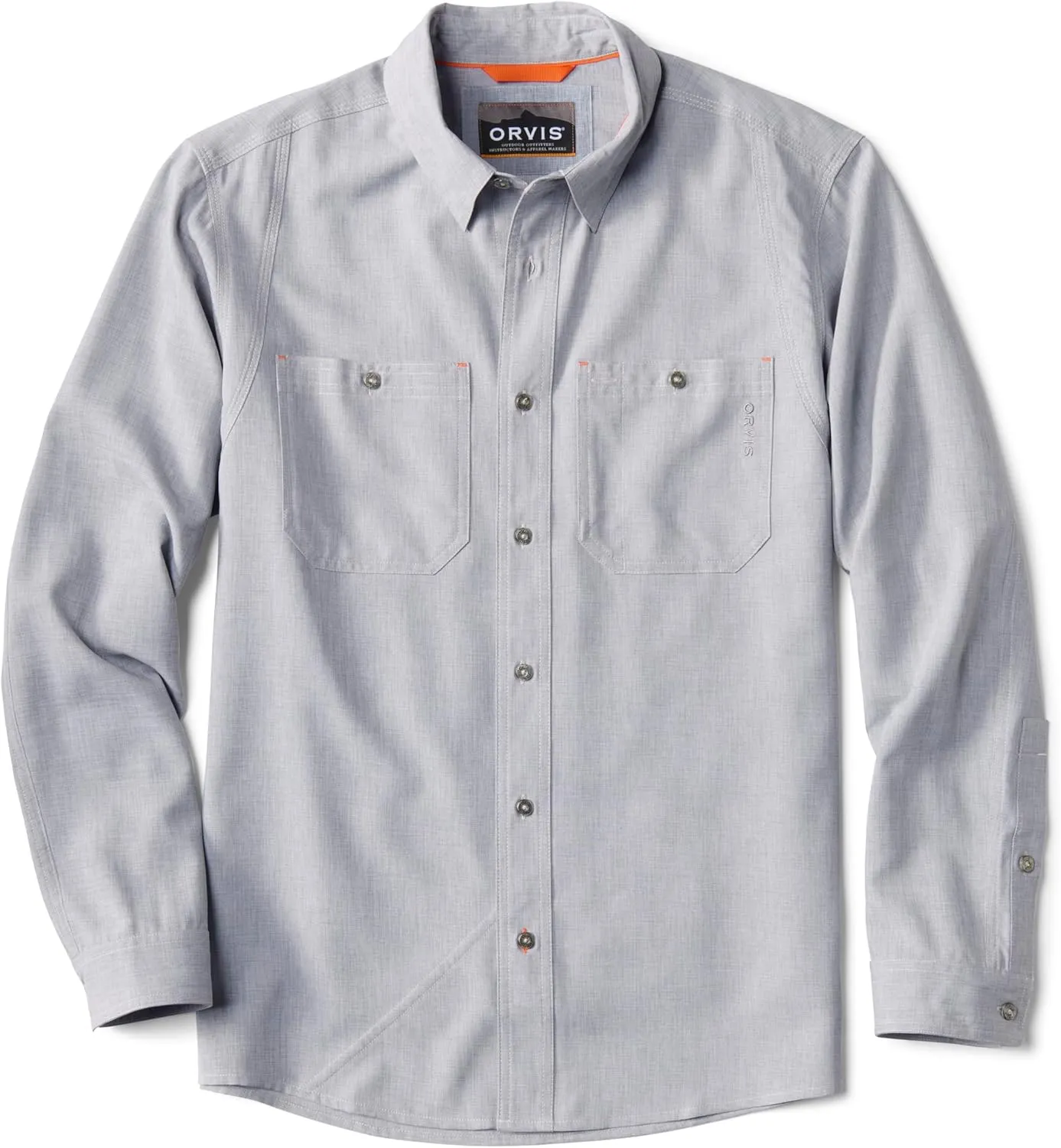 Orvis Tech Chambray Long Sleeve Men's Work Shirts - Lightweight Quick-Drying UPF 40 Chambray Fabric Casual Men's Shirts