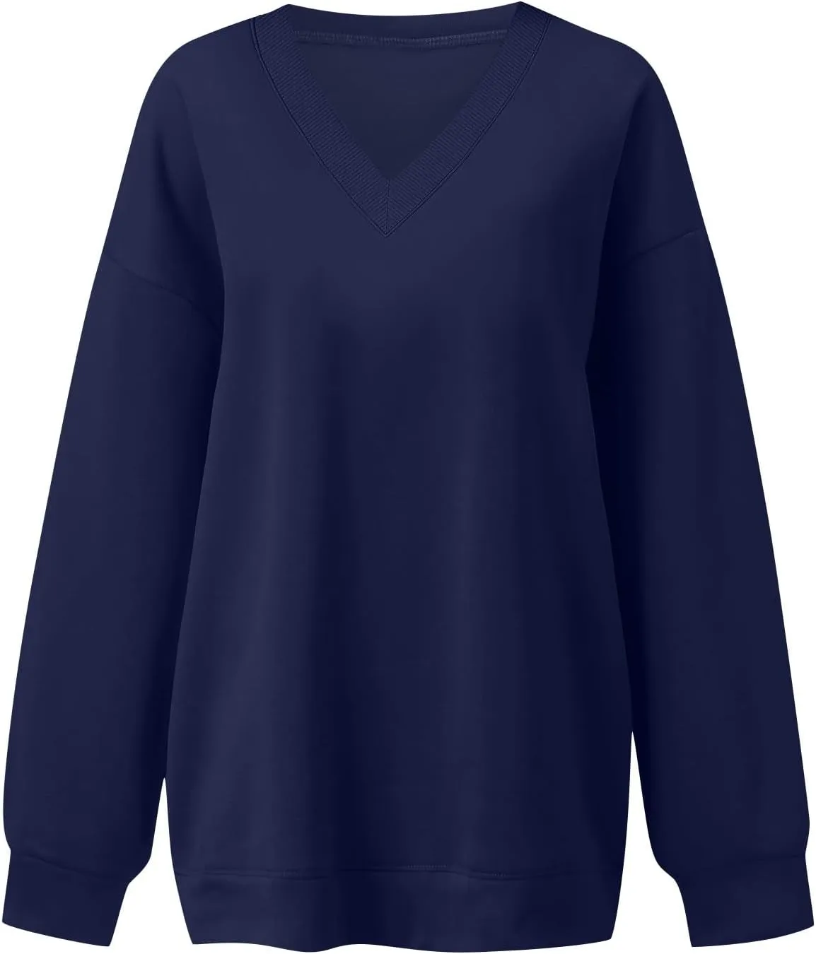Oversized V Neck Sweatshirt Women Cozy Long Sleeve Fleece Hoodies Pullover Casual Sweat Shirts Cute Winter Outfits