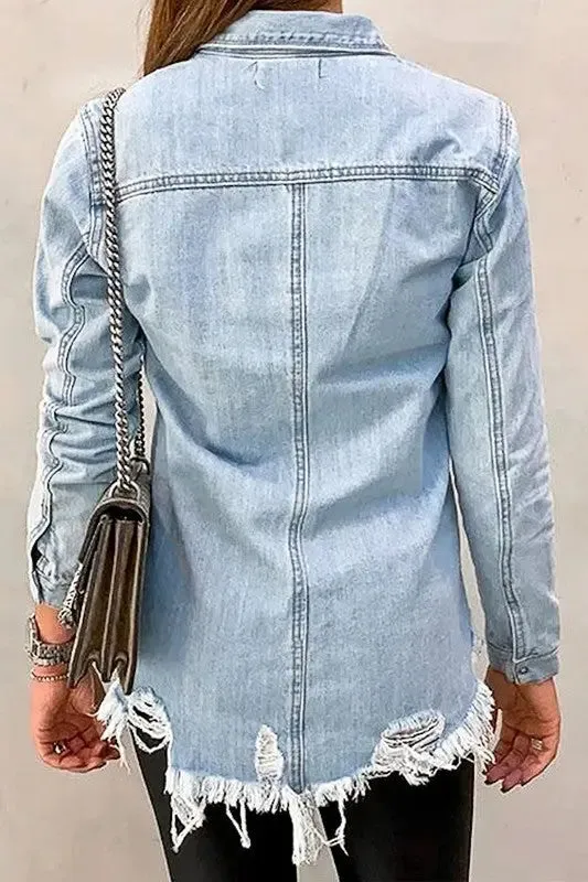 PENNY LANE DISTRESSED DENIM TOP