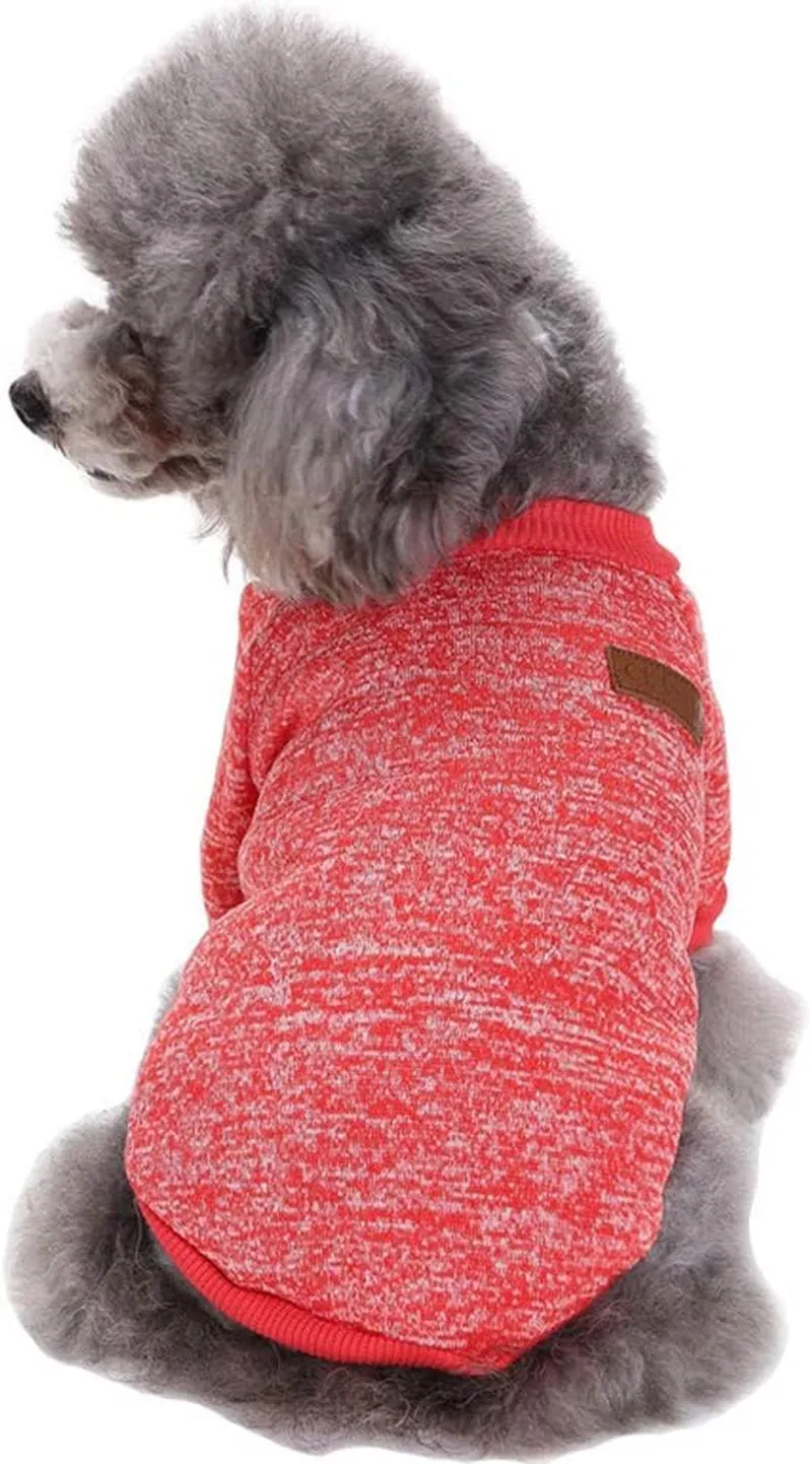 Pet Dog Classic Knitwear Sweater Warm Winter Puppy Pet Coat Soft Sweater Clothing for Small Dogs (XXS, Red)