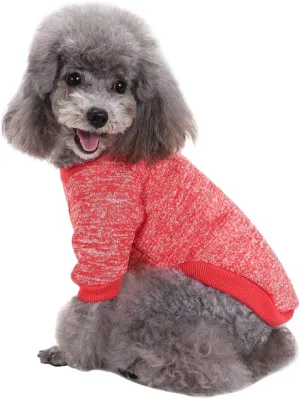 Pet Dog Classic Knitwear Sweater Warm Winter Puppy Pet Coat Soft Sweater Clothing for Small Dogs (XXS, Red)