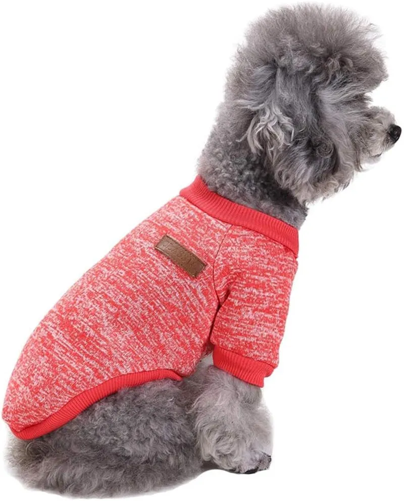 Pet Dog Classic Knitwear Sweater Warm Winter Puppy Pet Coat Soft Sweater Clothing for Small Dogs (XXS, Red)