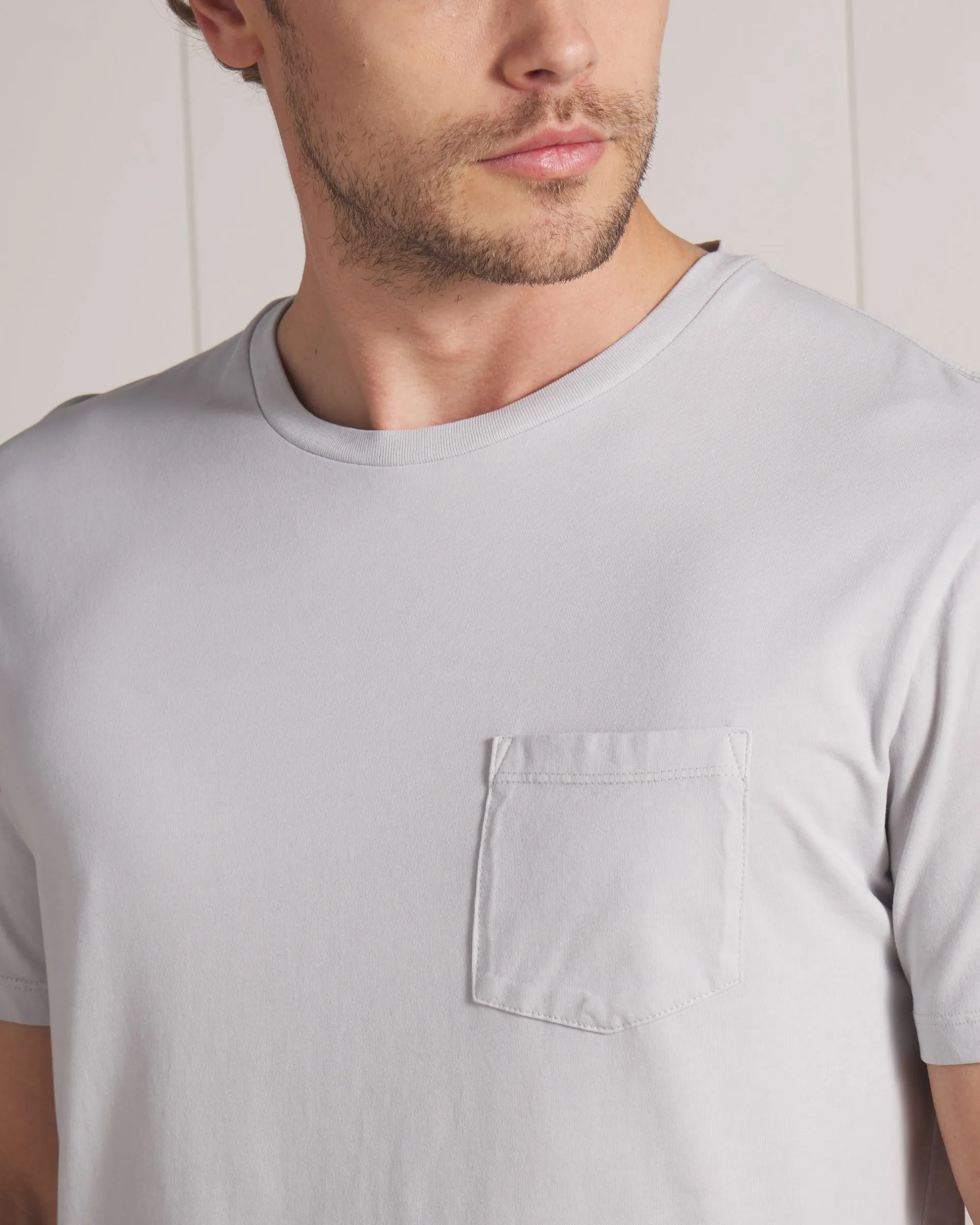 Pima Cotton Pocket Tee - Glacier Gray