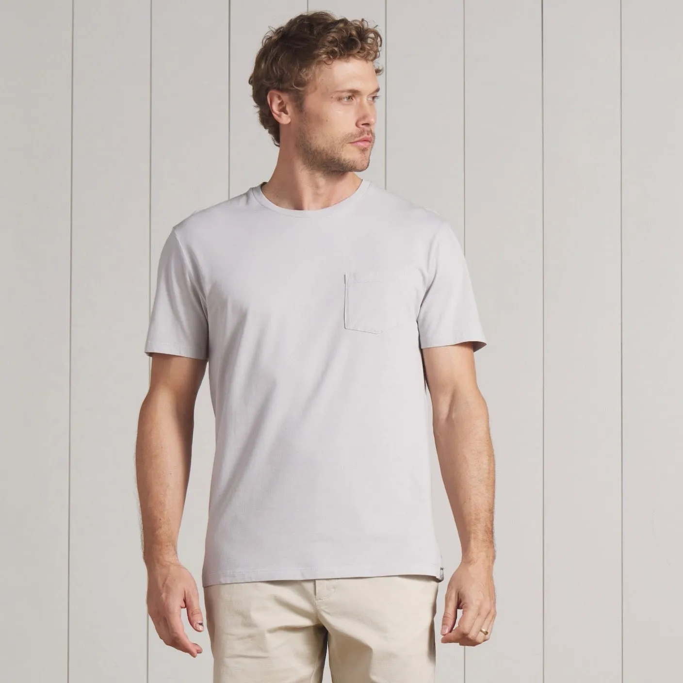 Pima Cotton Pocket Tee - Glacier Gray