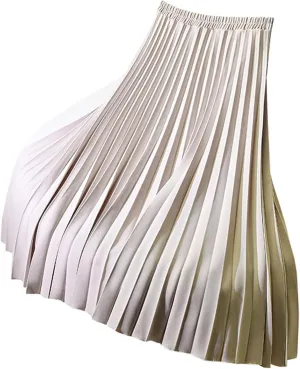 Pleated Skirts for Women High Waist Accordion Pleated A-Line Midi Skirt Stylish Comfy Vintage Skirts