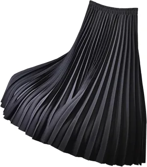Pleated Skirts for Women High Waist Accordion Pleated A-Line Midi Skirt Stylish Comfy Vintage Skirts