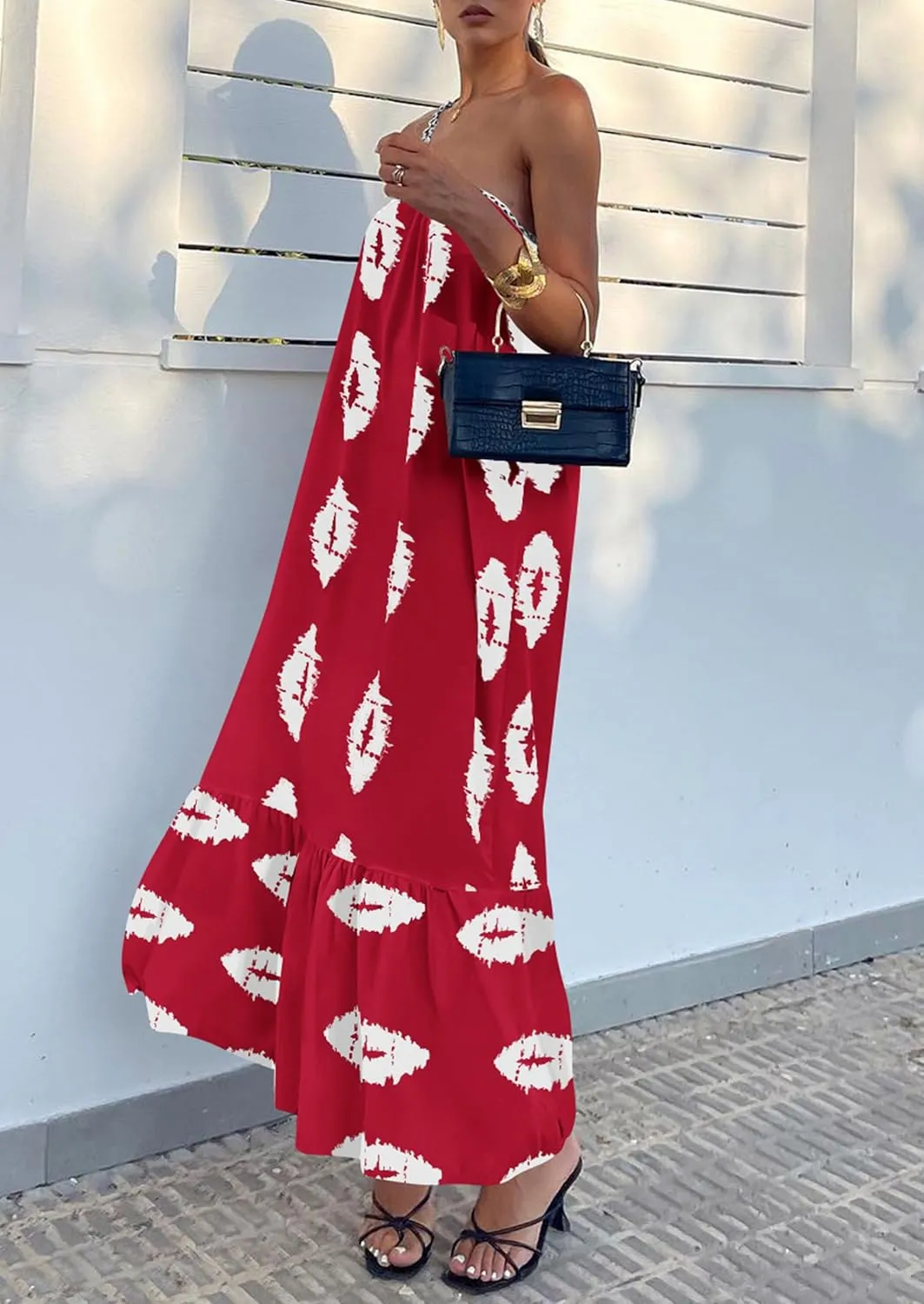 PRETTYGARDEN Women's 2025 Summer Maxi Dresses One Shoulder Printed Flowy Boho Beach Vacation Long Sundress