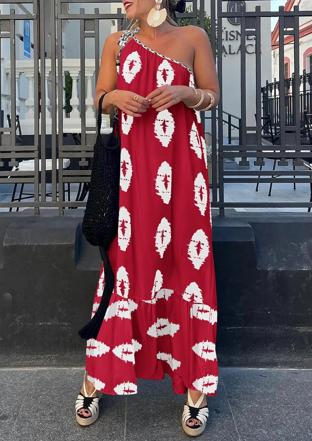 PRETTYGARDEN Women's 2025 Summer Maxi Dresses One Shoulder Printed Flowy Boho Beach Vacation Long Sundress