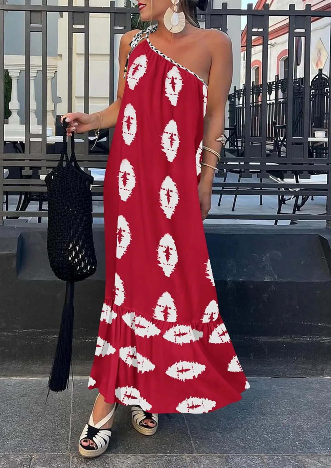 PRETTYGARDEN Women's 2025 Summer Maxi Dresses One Shoulder Printed Flowy Boho Beach Vacation Long Sundress