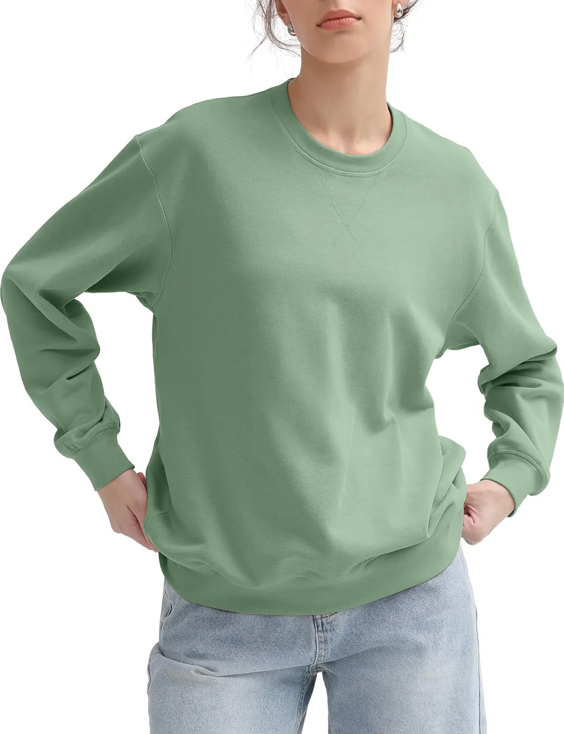 PUMIEY Women's Oversized Sweatshirt Crewneck Long Sleeve Loose Pullover Tops Fall Fashion Airy Collection