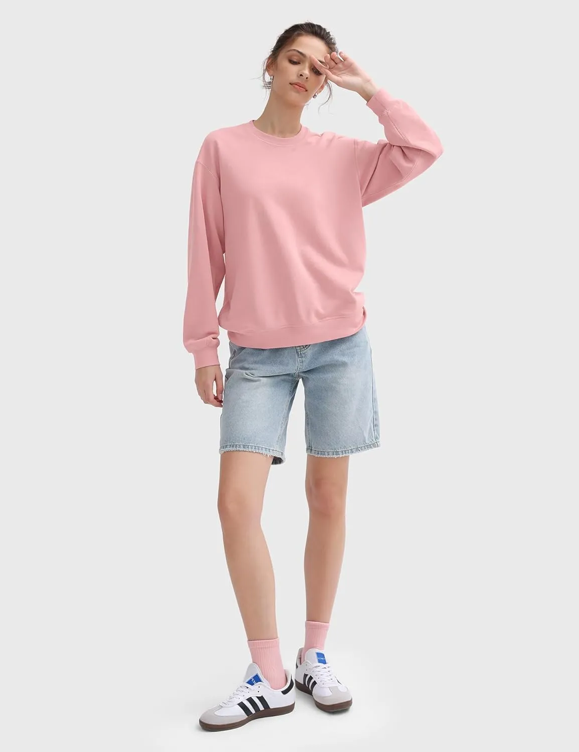 PUMIEY Women's Oversized Sweatshirt Crewneck Long Sleeve Loose Pullover Tops Fall Fashion Airy Collection