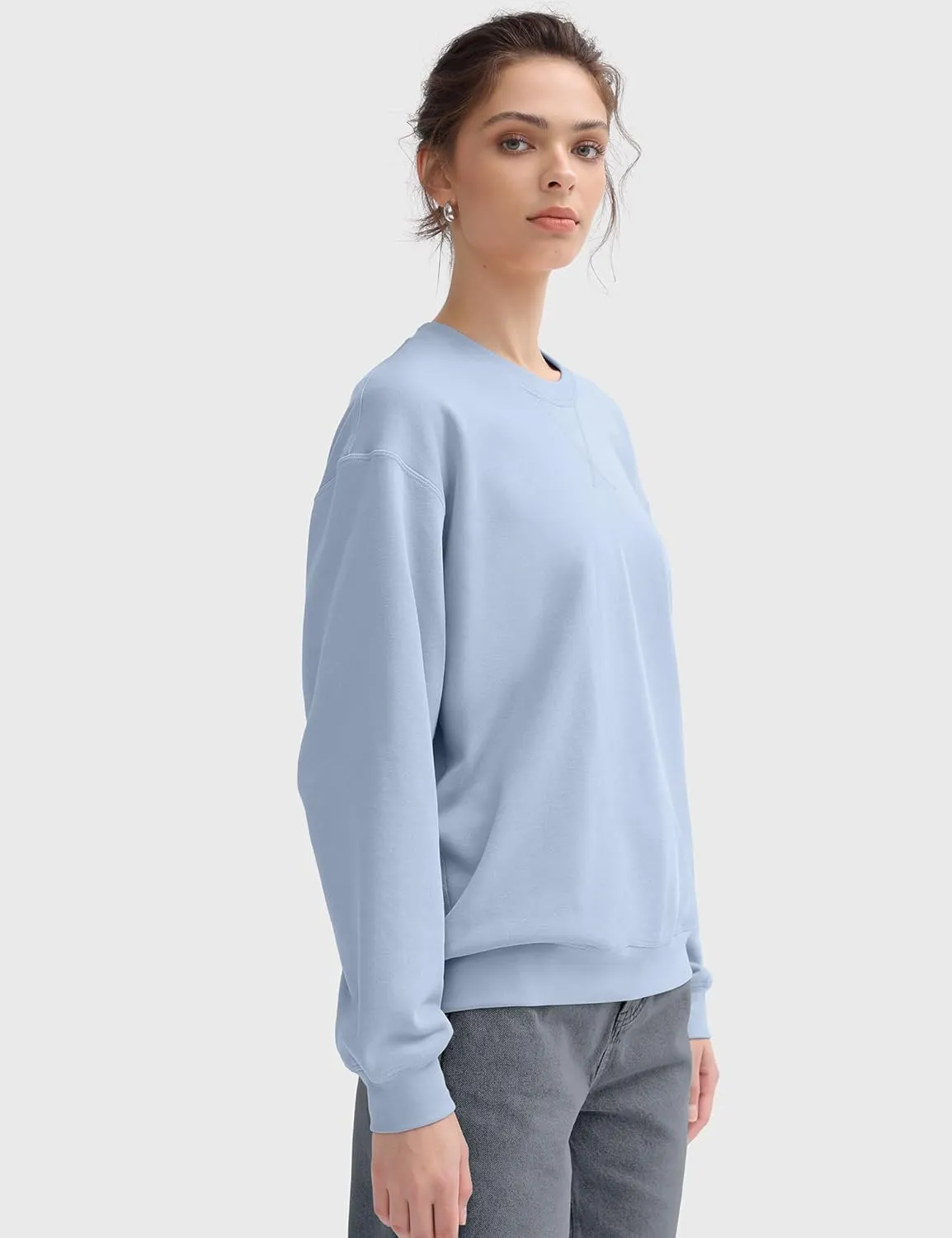 PUMIEY Women's Oversized Sweatshirt Crewneck Long Sleeve Loose Pullover Tops Fall Fashion Airy Collection