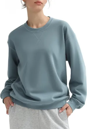 PUMIEY Women's Oversized Sweatshirt Crewneck Long Sleeve Loose Pullover Tops Fall Fashion Airy Collection