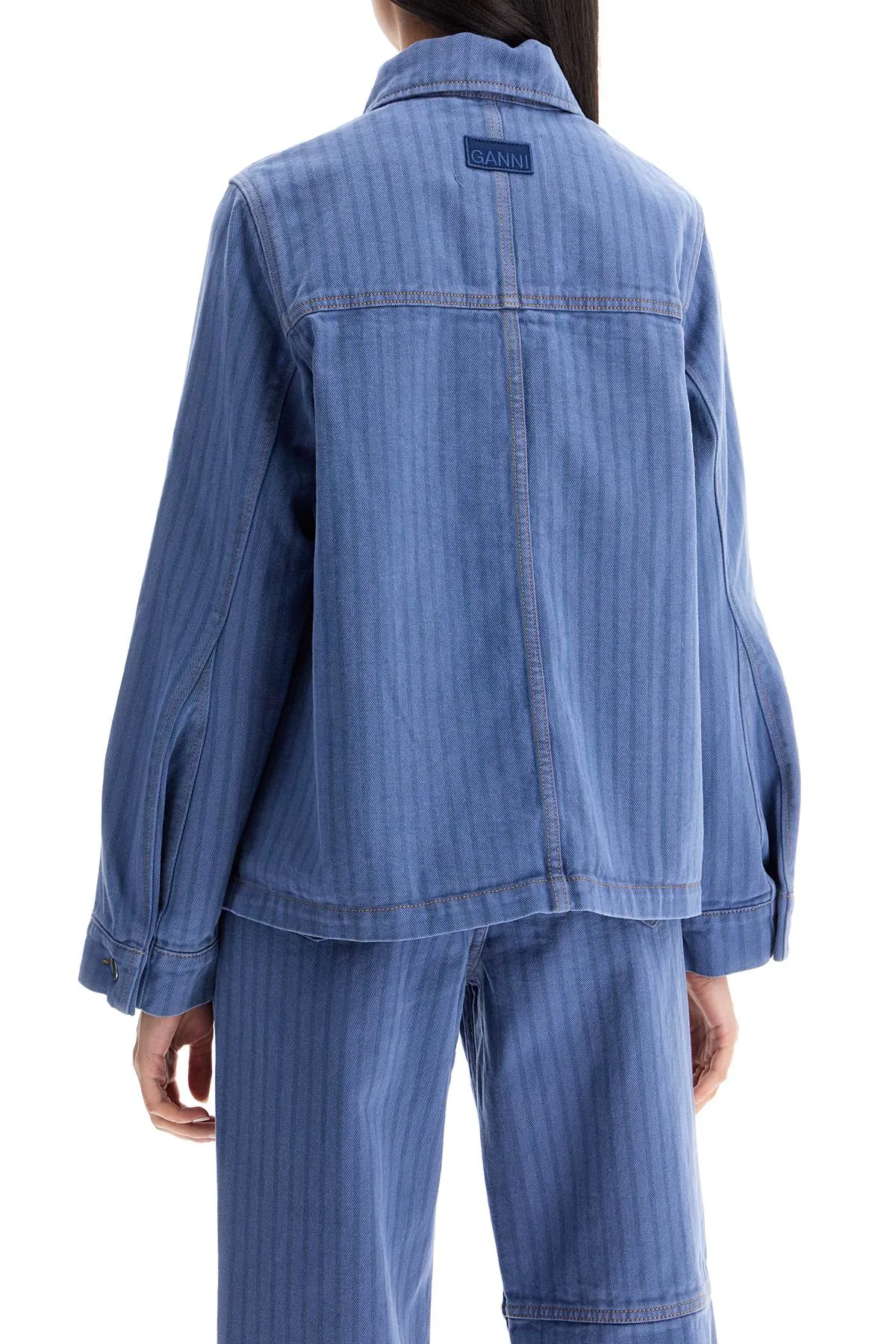 "STRIPED OVERDYED DENIM JACKET