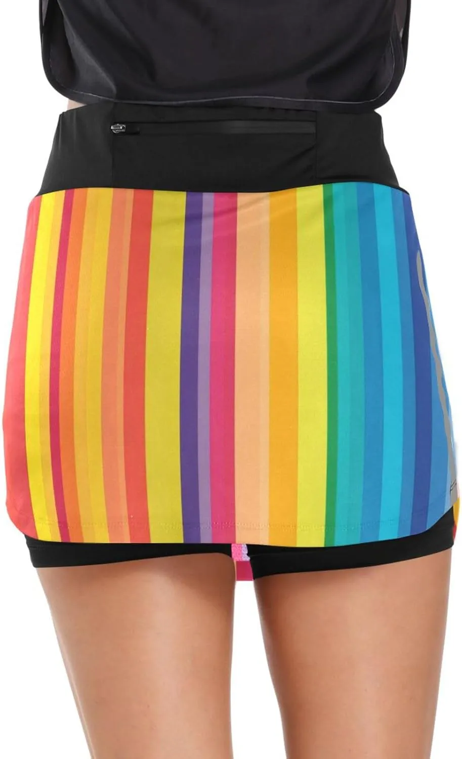 Rainbow Stripes Colorful Tennis Skorts Skirts for Women Workout Athletic Skirt High Waisted with Pocket