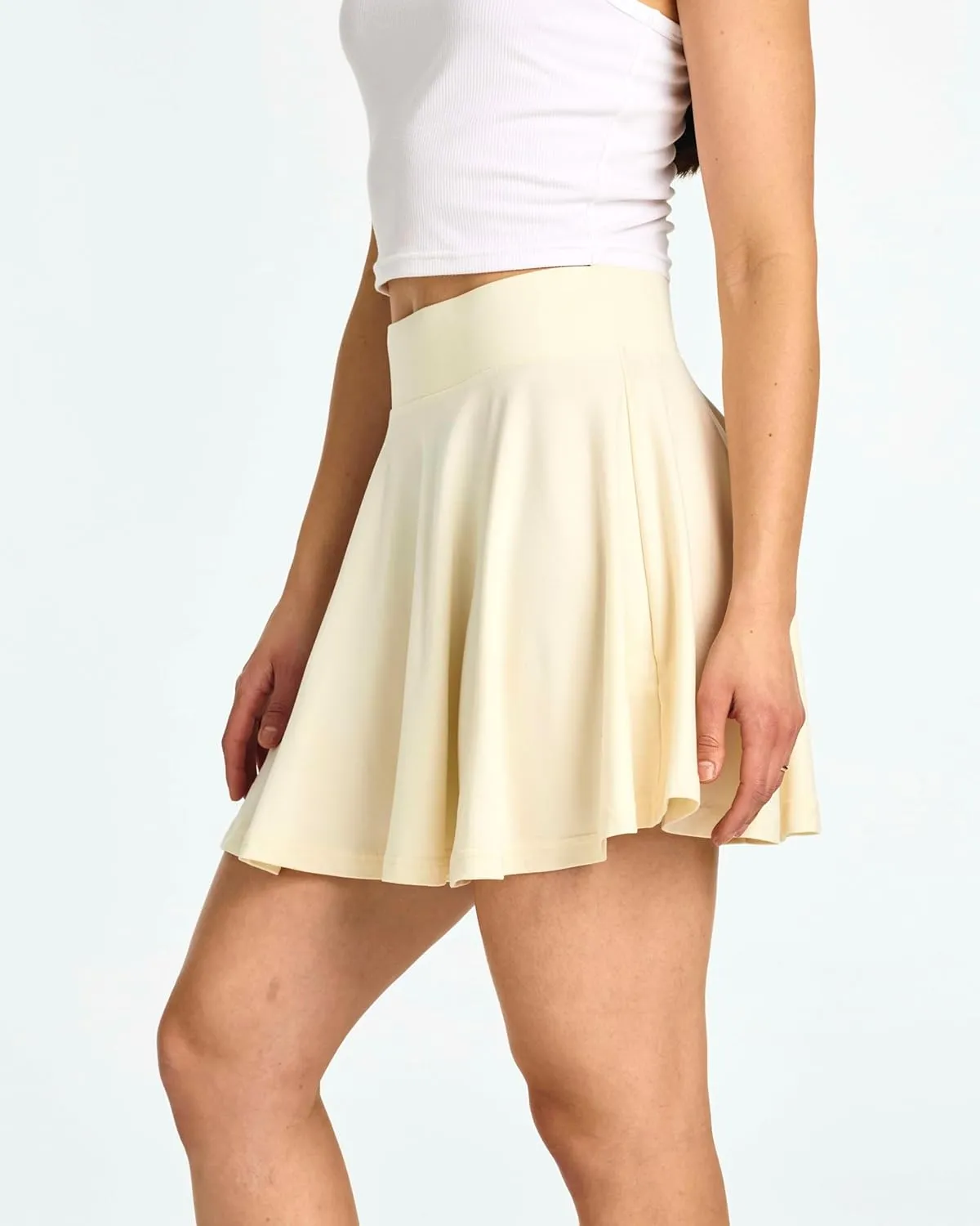 Real Essentials 4 Pack: Women's Basic Casual Stretchy Mini Skirt - Skater A-Line Flowy Flared (Available in Plus Size)