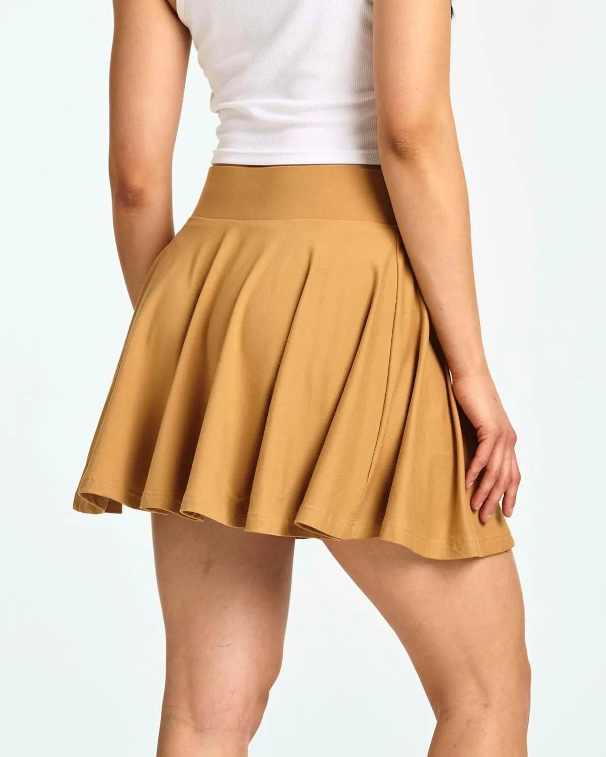 Real Essentials 4 Pack: Women's Basic Casual Stretchy Mini Skirt - Skater A-Line Flowy Flared (Available in Plus Size)
