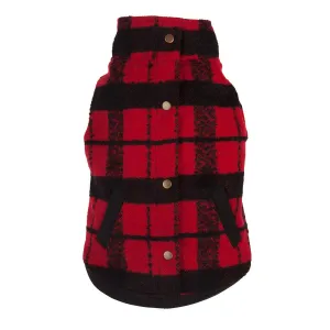 RED/BLACK PLAID BOUCLÉ DOG COAT