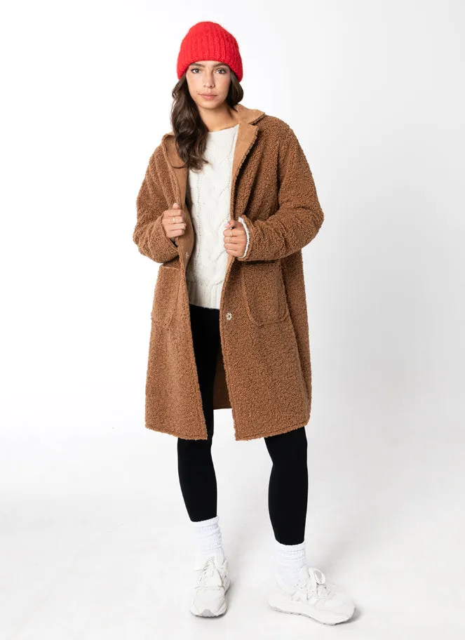 Relaxed Reversible Sherpa Teddy Overcoat
