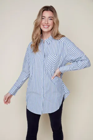 Renuar Top - Striped Shirt - Chambray